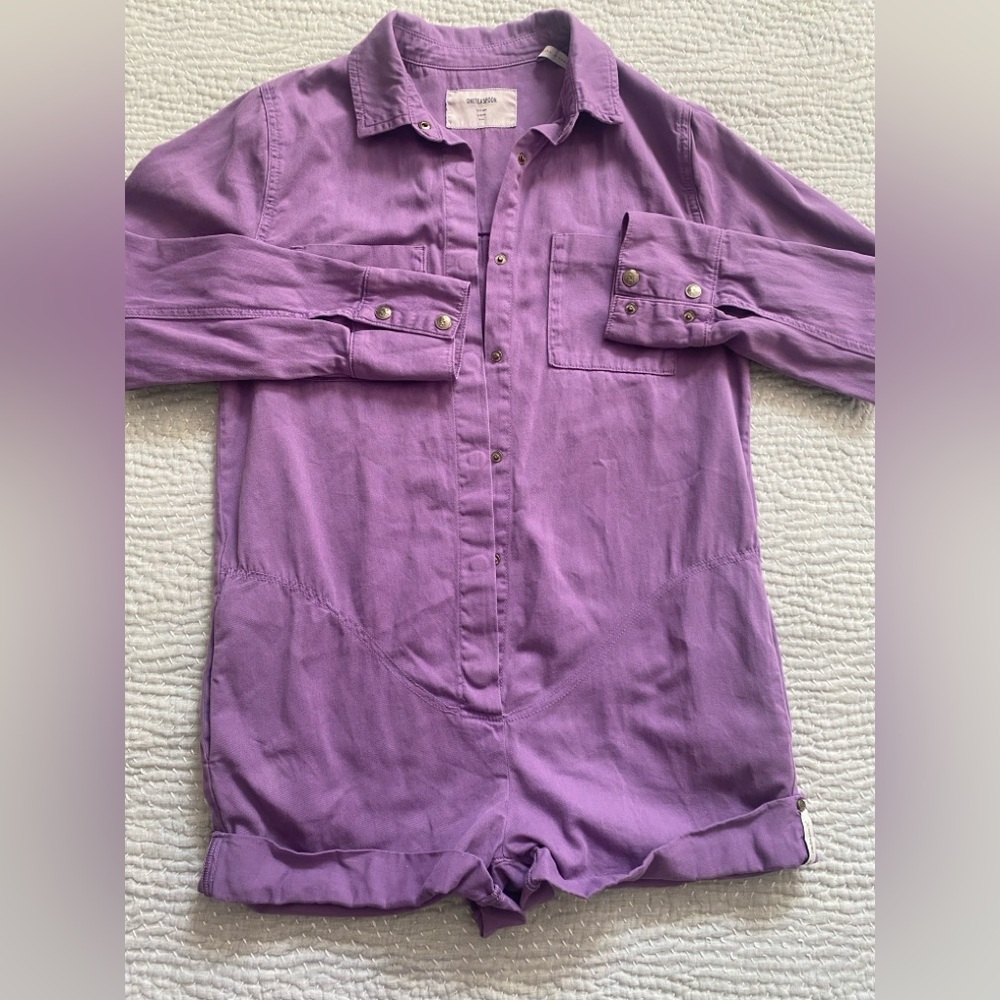 ONE TEASPOON Purple Jumpsuit Prophecy Purple Dove Romper Shorts Long Sleeve - Picture 5 of 12